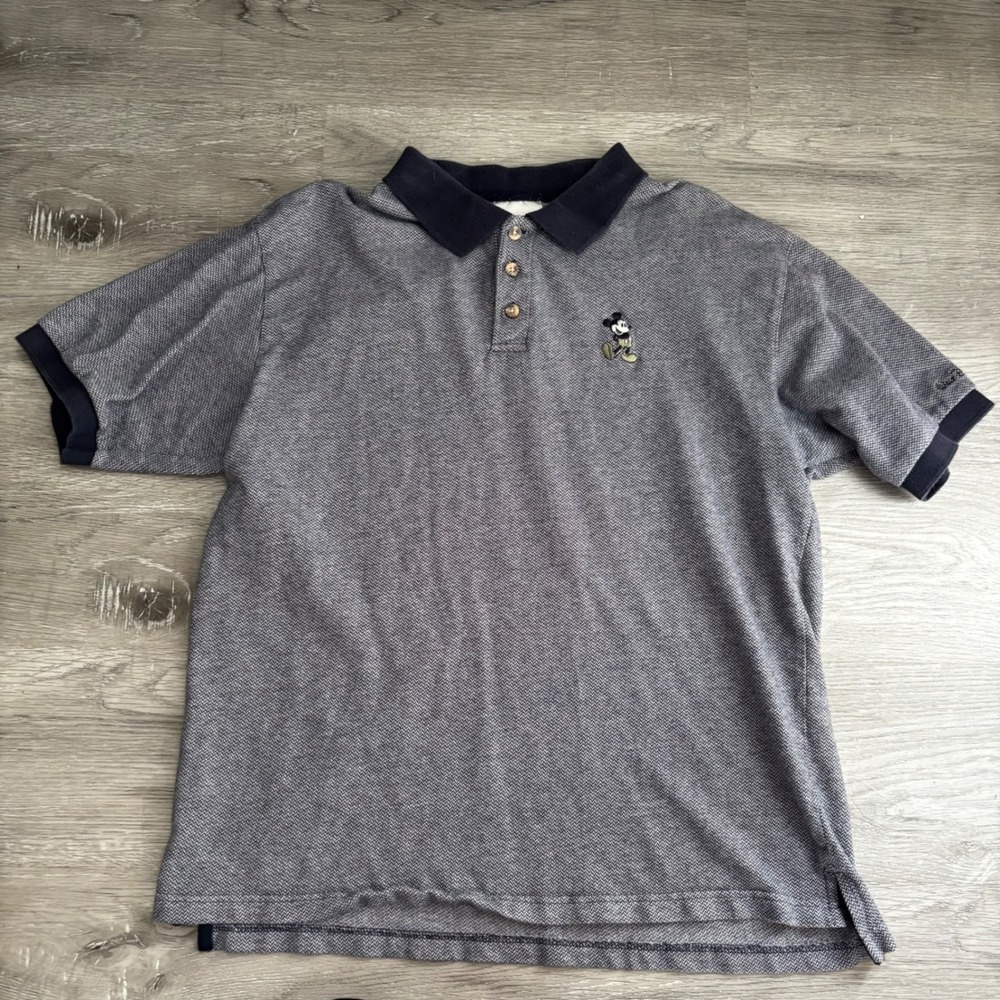 Disney World Mickey Mouse Polo Shirt Men's Size L Gray Embroidered Golf‎ vintage